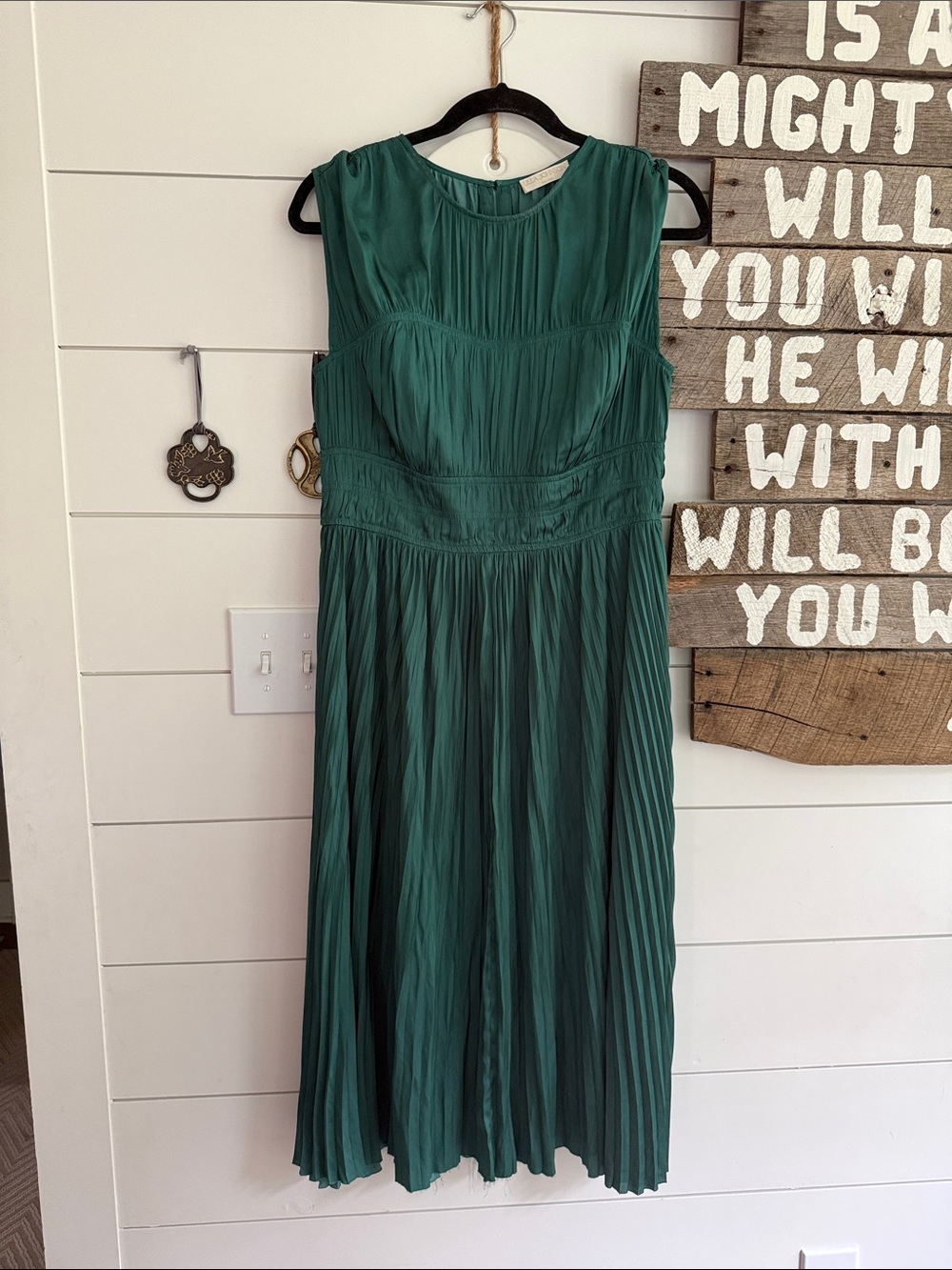 Ulla Johnson Emerald Green Pleated Midi Dress